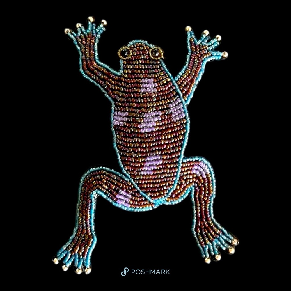 💖 Vintage Beaded Frog Barrette 💖